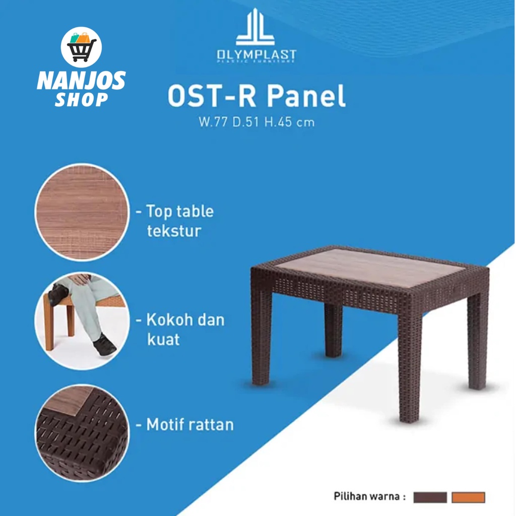 [FREE ONGKIR &amp; BEBAS COD] Olymplast Meja Panjang / Meja Teras Tamu / Meja Anyaman Rotan OST - R