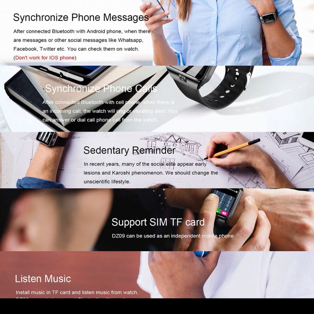 Smartwatch DZ 09 Jam Tangan Pintar SIM Card For Android Ios DZ09