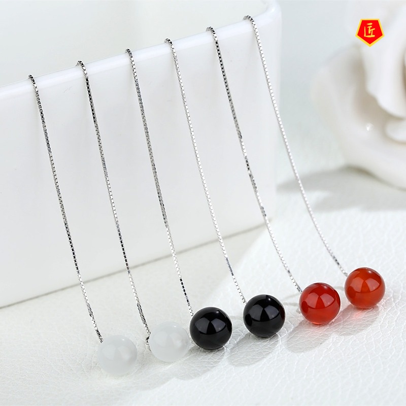 [Ready Stock]Simple High-End Silver Opal Eardrops Ear Wires