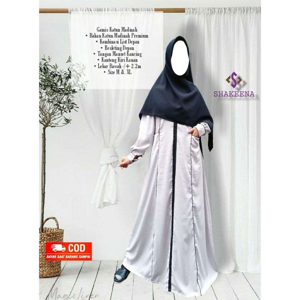 Gamis syari Adem terbaru katun madinah kombinasi