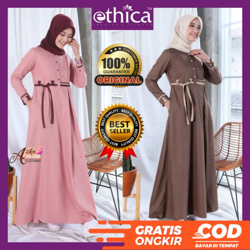 GAMIS ETHICA AYUMI 273 PINK BURLWOOD / BAJU GAMIS TERBARU 2022 / DRESS MUSLIM TERBARU / GAMIS MODERN
