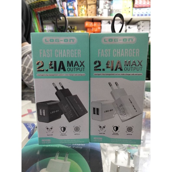 BATOK KEPALA CHARGER LOG-ON 2.4A FAST CHARGER