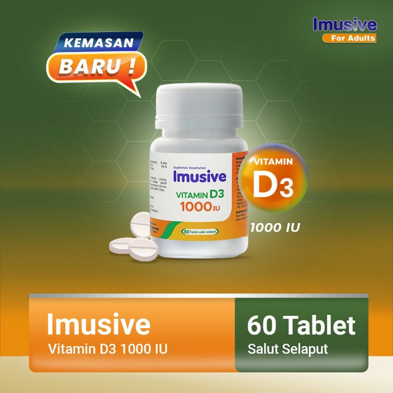 Imusive Vitamin D3 1000IU - 60 tablet -  Vitamin D3 /Vitamin Tulang Otot Sendi/Kalsium