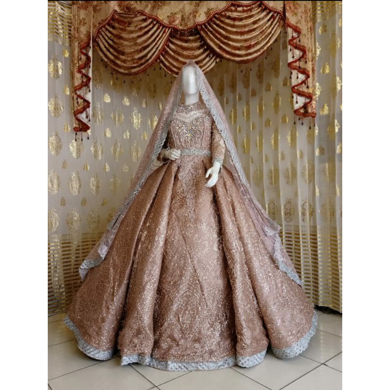 GAUN PENGANTIN BARBIE MUSLIM BEREKOR//GAUN WEDDING ALA JODHA//GAUN MEWAH BEREKOR