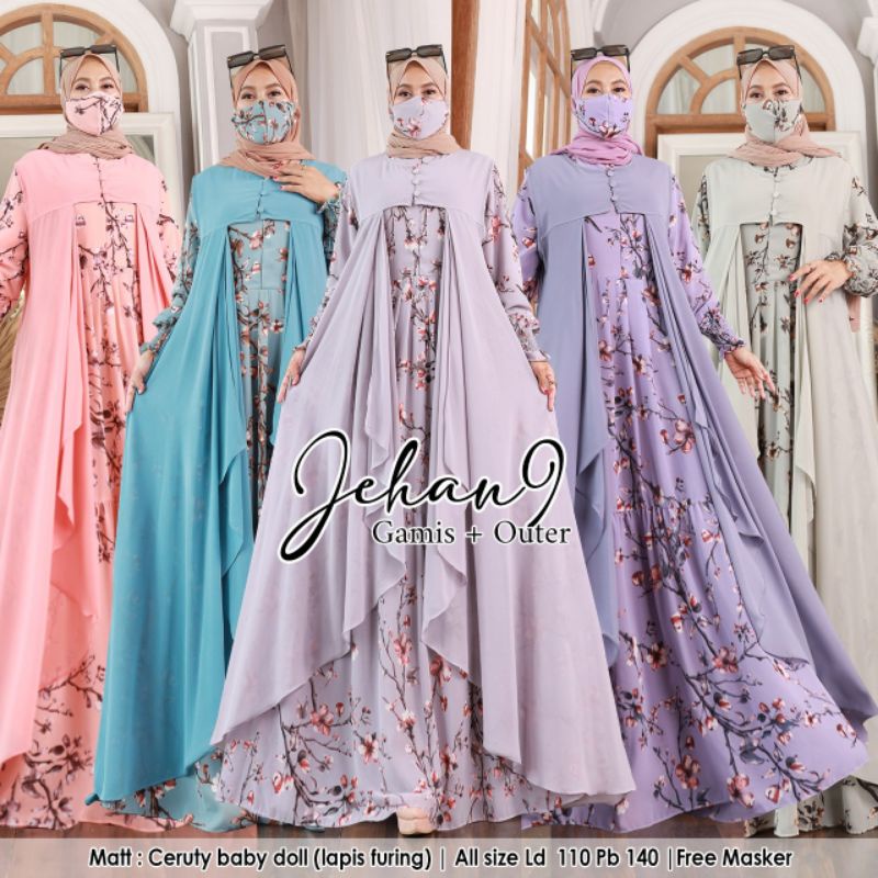 Humaira99 gamis syari wanita muslimah gamis 3in1 maxi dress outer original jehan vol 9