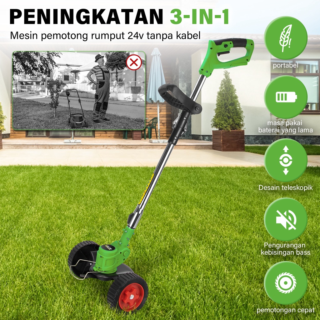 IXCE Mesin pemotong rumput 24V/36V/48V Multifungsi Listrik Rumah Tangga Mesin Pemotong Rumput Kecil Baterai Lithium Isi Ulang Mesin Pemotong Rumput Daya Tinggi Harga grosir bisa nego