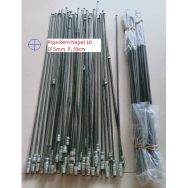 Pipa selang Minyak Rem Nepel 10. Diameter 5 mm Panjang 50 cm (besi)