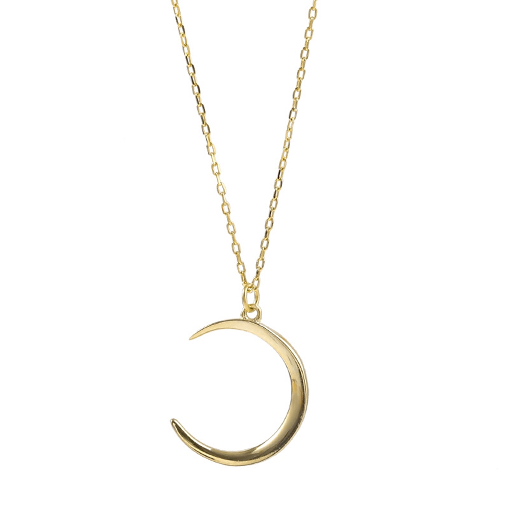 Kalung Rantai Panjang Wanita Liontin Bulan Sabit Warna Gold/Silver #261141322