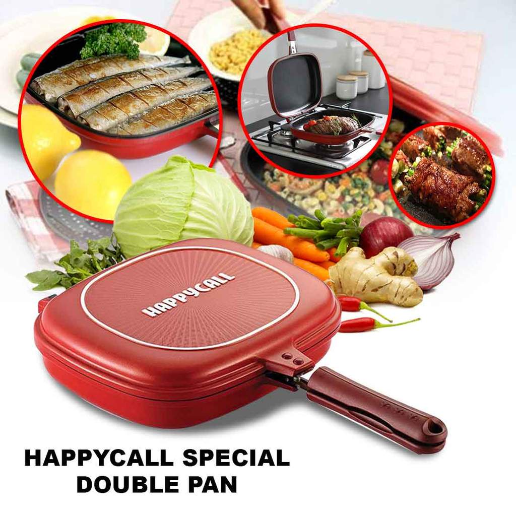 Double Pan Happy Call  Jumbo 32CM Happycall Merah Grill Pan Dobel Pan Jumbo 32 CM