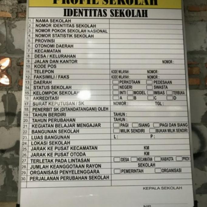 

papan data sekolah 85cmx125cm gantung