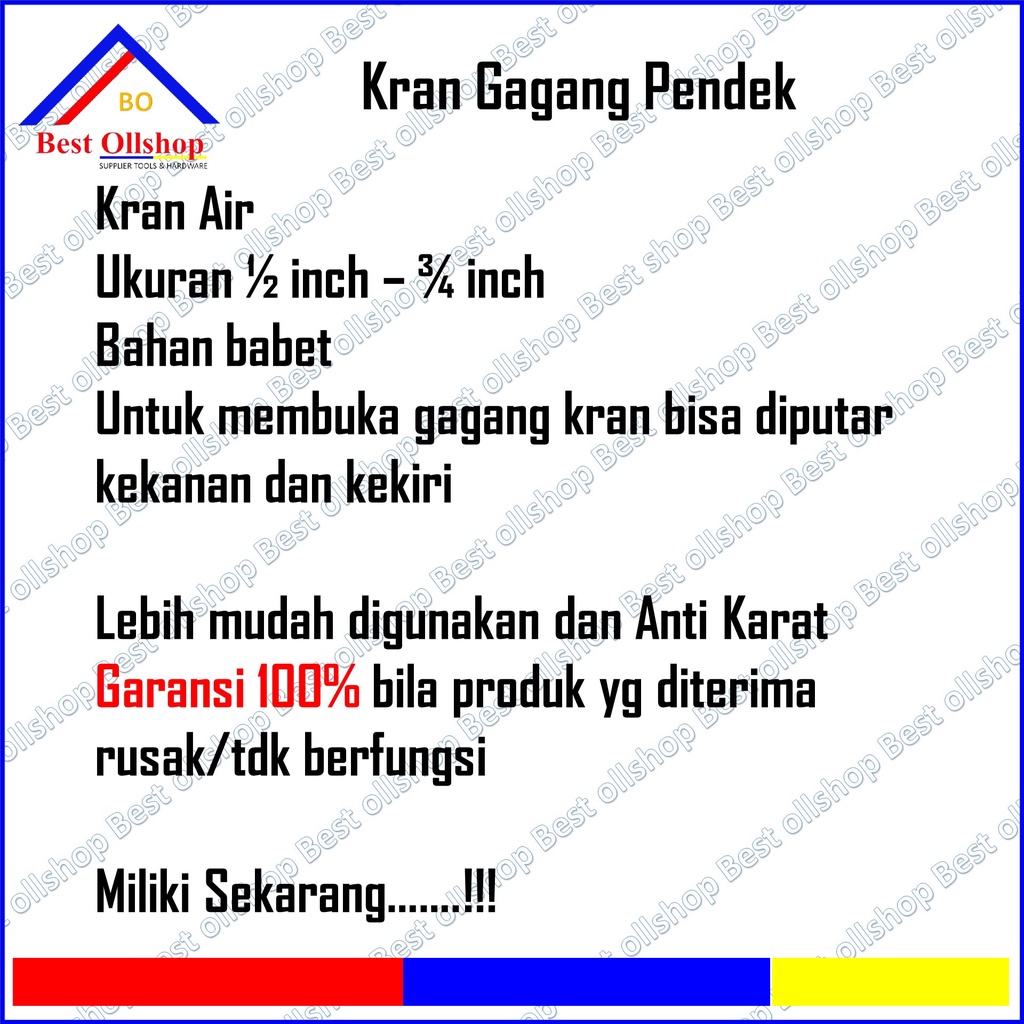 Kran babet pendek 1/2 / 3/4 inch / Kran Air Gagang Pendek Cebol