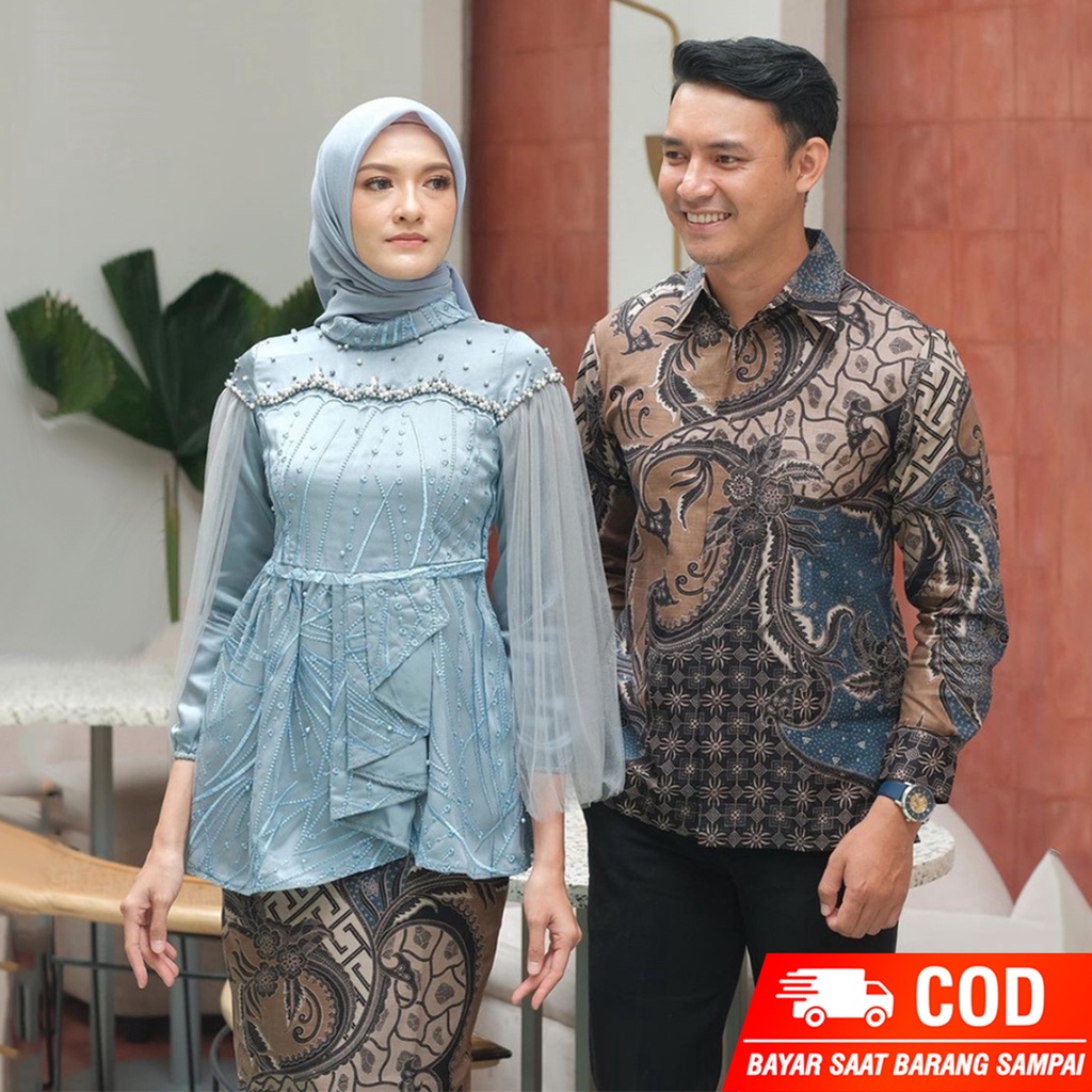 Jual Batik Couple Kebaya Lamaran Modern Kebaya Wisuda Lamaran Baju Tunangan Batik Brukat Baju