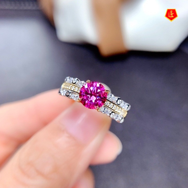 [Ready Stock]Creative Personality Moissanite Colored Gems Ring