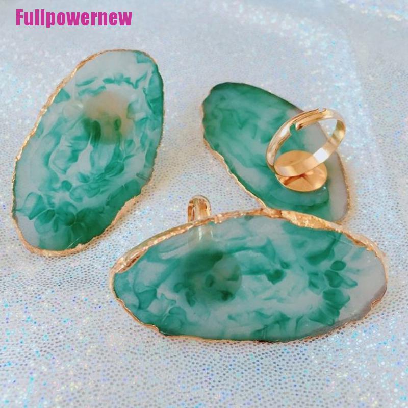 Cincin Palet Pencampur Warna Cat Kuku Bahan Resin Batu Akik Alami Untuk Alat Nail Art RANDOM