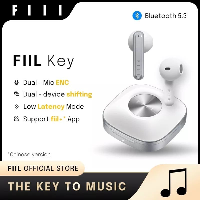 Fiil Key TWS Earbuds Earphones Bluetooth 5.3 Dual Mic ENC Dual Device Switching