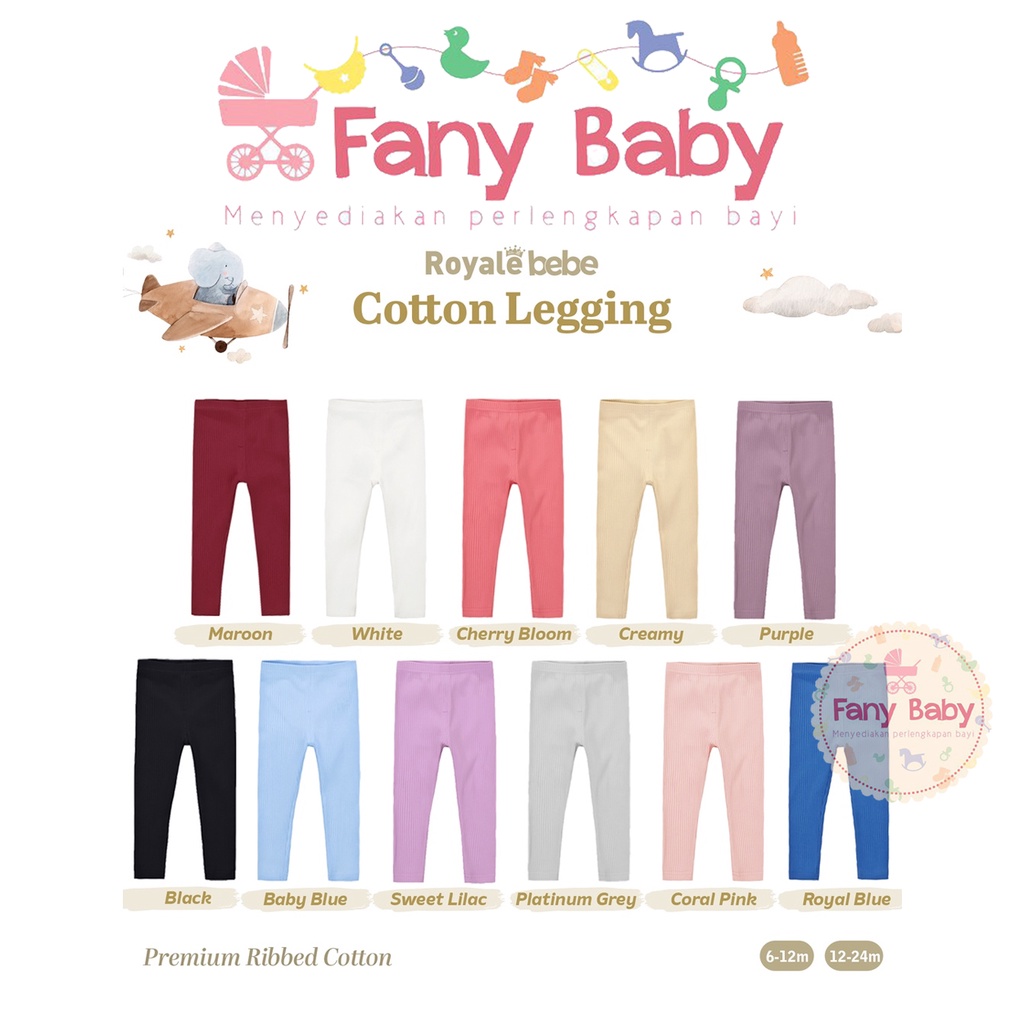 ROYALE BEBE LEGGING COTTON BUKA KAKI [ 6-12 Months ]