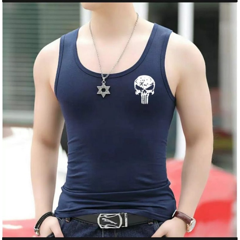 N_S Kaos Singlet Pria Pakain Pria Motif Skeleton