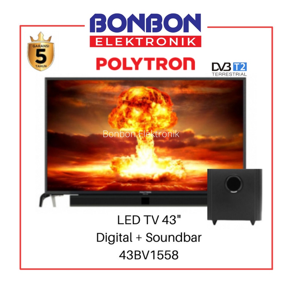 Polytron LED Digital TV 43 Inch 43BV1558 + Soundbar Soundwave