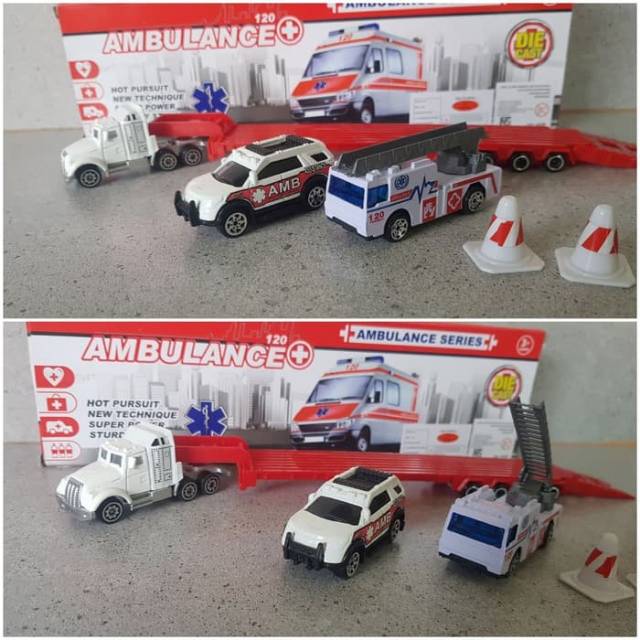 SET DIECAST MOBIL AMBULANCE - MINIATUR PAJANGAN DIECAST AMBULANCE
