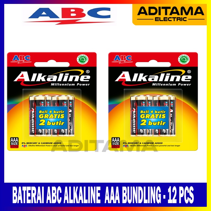 BATERAI ABC ALKALINE AAA A3 BUNDLE 2 ISI 12 BATERAI/ BATTERY ABC ALKALINE AAA A3-12Pcs