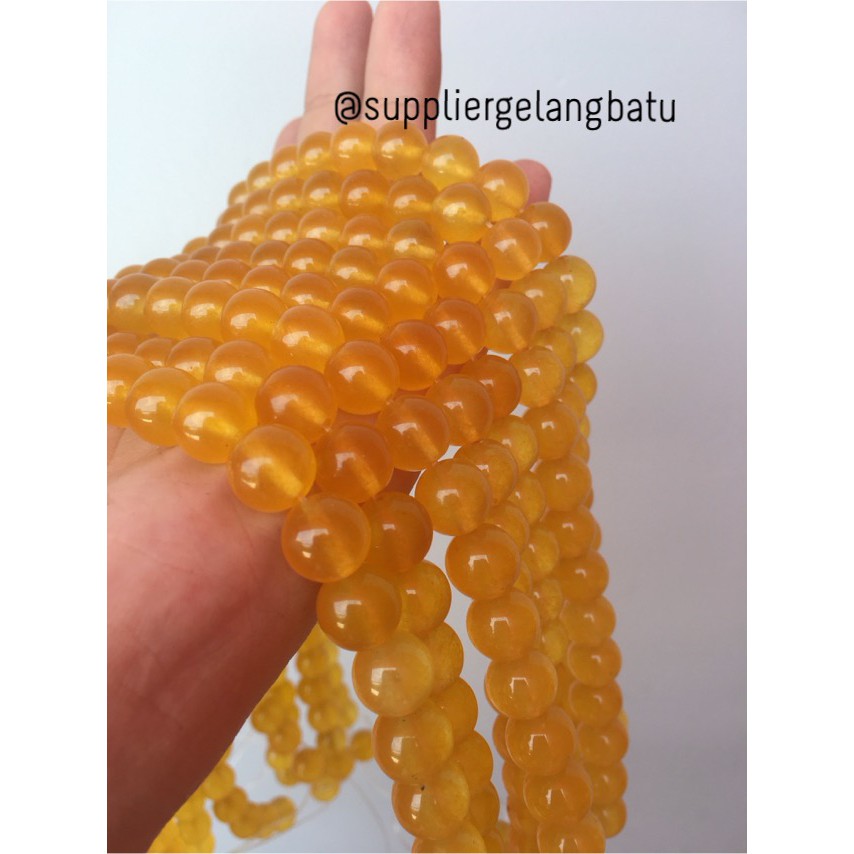 batu yellow agate 10mm fashion cewek cowok unisex kuning natural giok craft fashion aksesoris beads