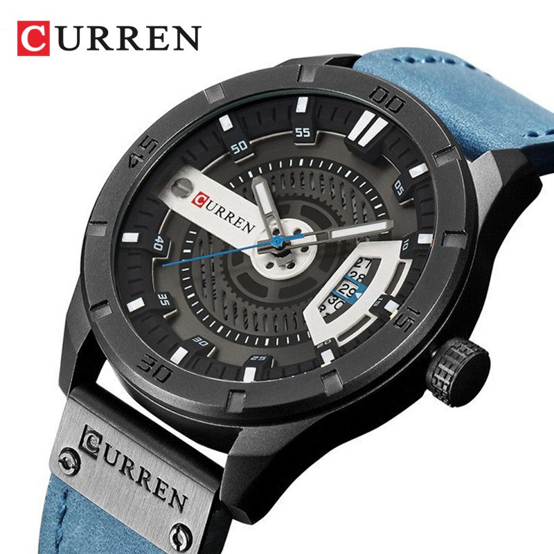 CURREN 8301 Jam Tangan Pria Analog Tali Kulit Chronograph Aktif WATCHKITE WKOS