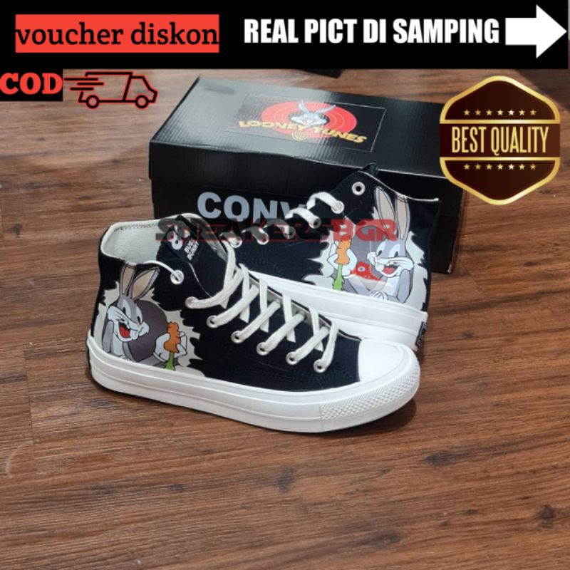CONVERSE 70S HIGH x loney tones bugs bunny bw