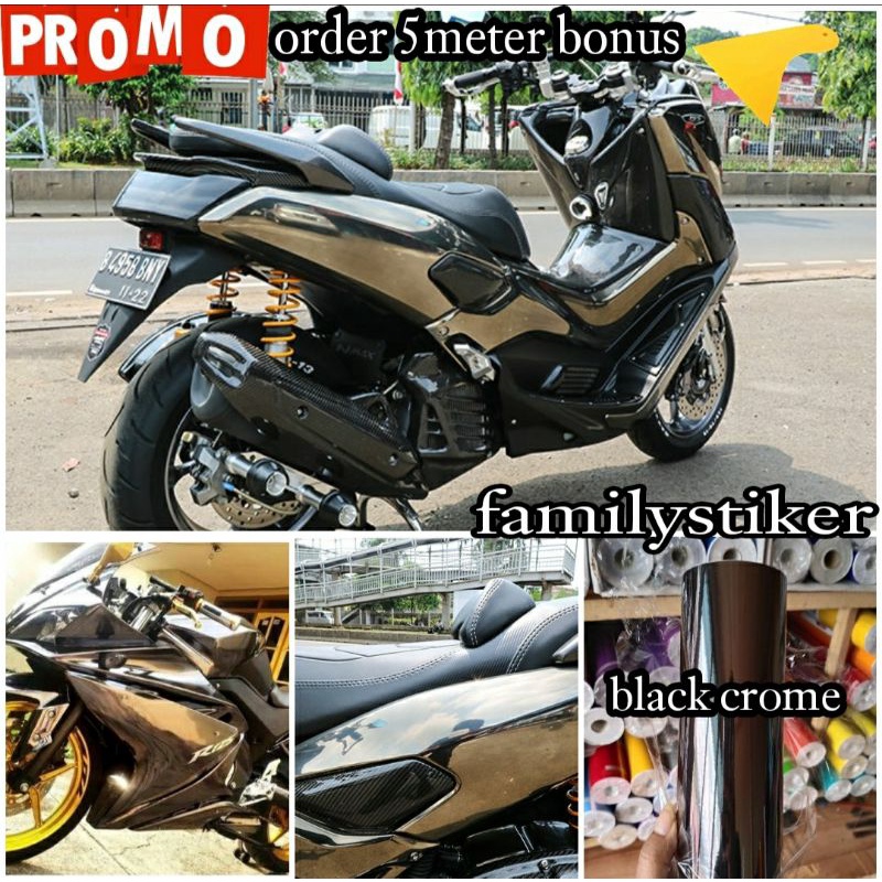 Sekotlet Motor Hitam Crome Scotlite Stiker Black Crom Skotlet Warna Hitam Mettalik
