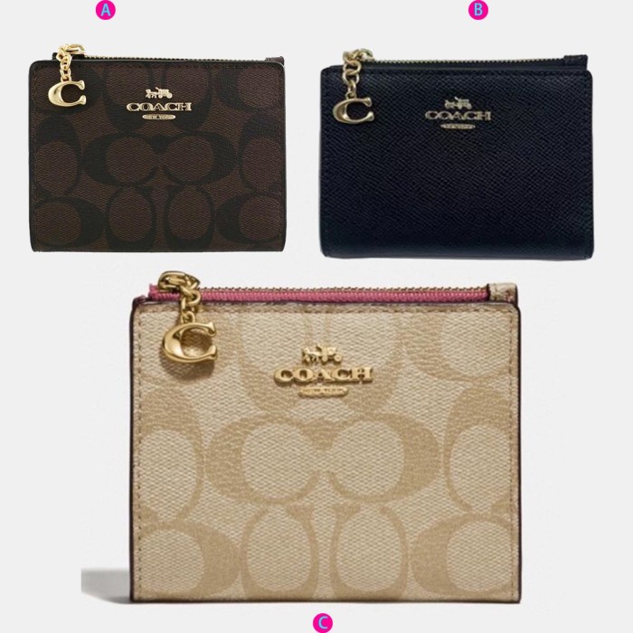 Bifold Wallet Coach Original - Snap Card Case Women -Dompet Lipat Wanita
