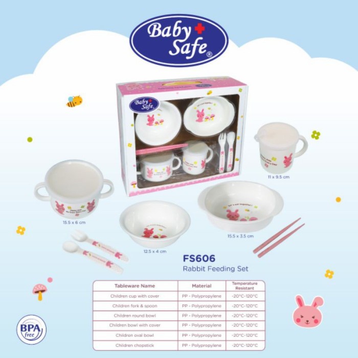 Baby Safe FS606 Feeding Set Rabbit Multi Function TableWare PaketMPASI