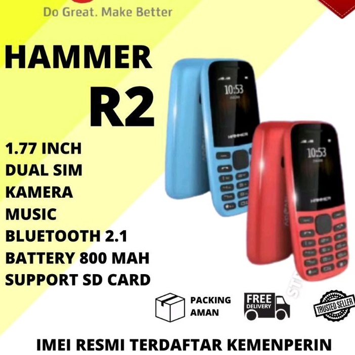 HP ADVAN HAMMER R2 GARANSI RESMI ORI ASLI DUAL SIM MUSIK BLUETOOTH KAMERA SLOT MMC LAYAR 1.8INCH BERGARANSI IMEI TERDAFTAR