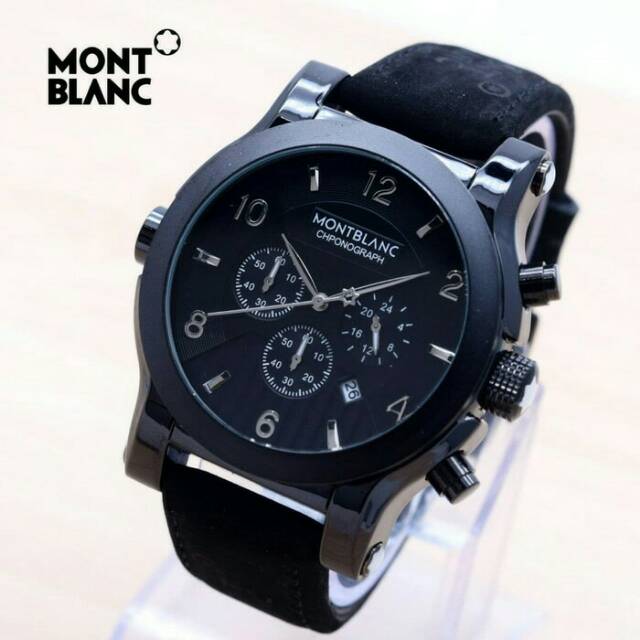 Jam Tangan Pria MontBlanc Chrono Titan Body Hitam Kulit - Hitam