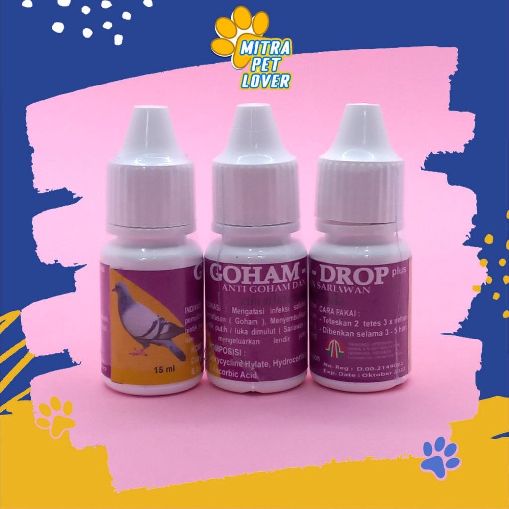 OBAT ANTI GOHAM DAN SARIAWAN MERPATI - GOHAM DROP MERPATI 15 ML ORIGINAL - ATASI INFEKSI SALURAN PERNAFASAN KELUARKAN LENDIR - AMAN SEHAT PET ANIMAL HEALTHCARE AND VETERINARY TAMASINDO KESEHATAN DAN VITAMIN TERNAK HEWAN BINATANG PELIHARAAN MITRAPETLOVER