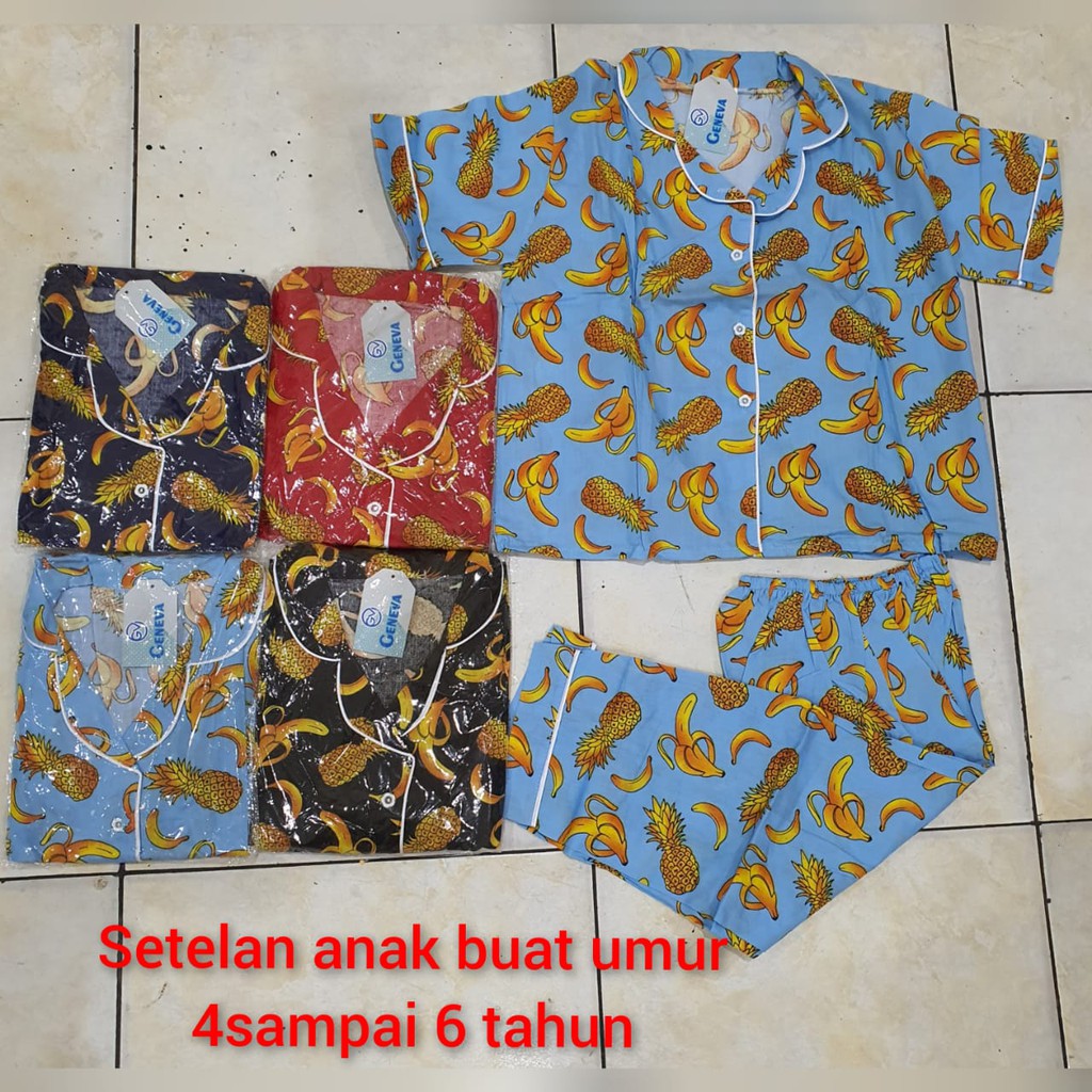 Baju tidur anak bahan katun untuk umur 4sampai 8 tahun