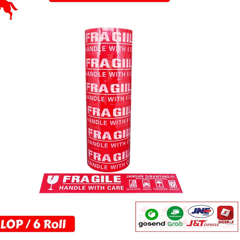 

Special Price.. Lakban OPP Tape / Lakban Fragile Merah KSATRIA Tape 80 Yard (1 Slop)