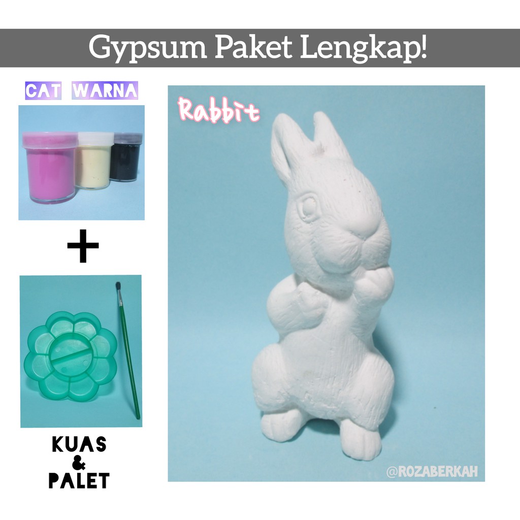 Paket Lukis Patung Gypsum 3D Rabbit