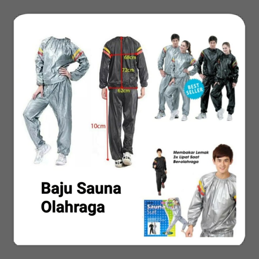 Sauna Suit/Baju Sauna/Baju Olahraga Running Tracksuit/Set Pakaian Olahraga/Setelan Baju Celana Sauna Suit/Jaket Pelangsing/Stelan Jaket Celana Sauna Suit Pelangsing/Jaket Pembakar Lemak