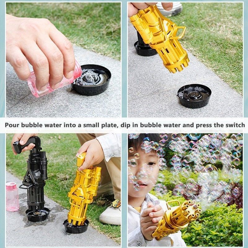 Bubble Gun Mainan Anak Gatling Electric Tembakan Pistol Balon Gelembung Busa Sabun Blower Machine-3