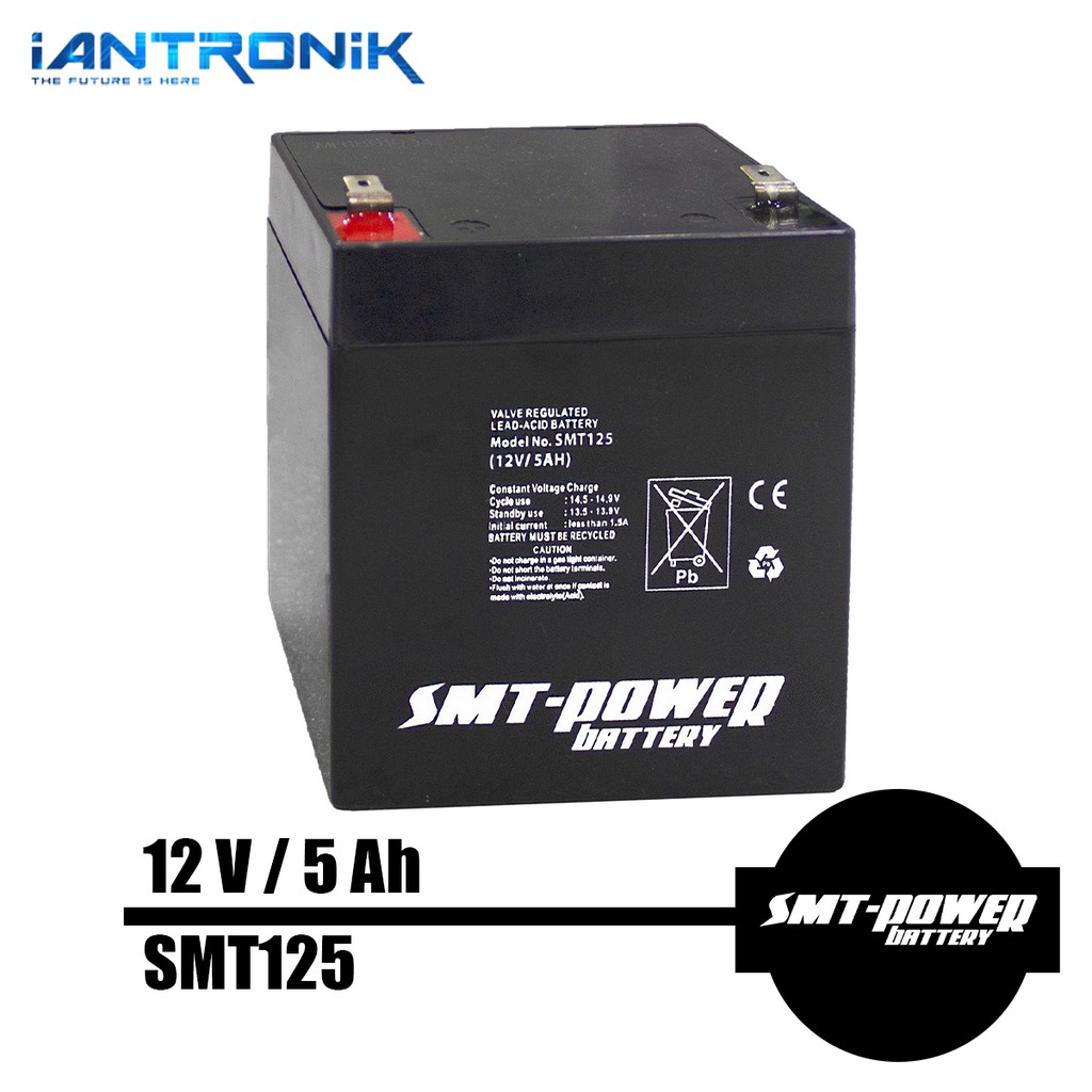 Battery Aki SMT125 12v 5ah VRLA Kering MF SLA Baterai UPS SMT-Power
