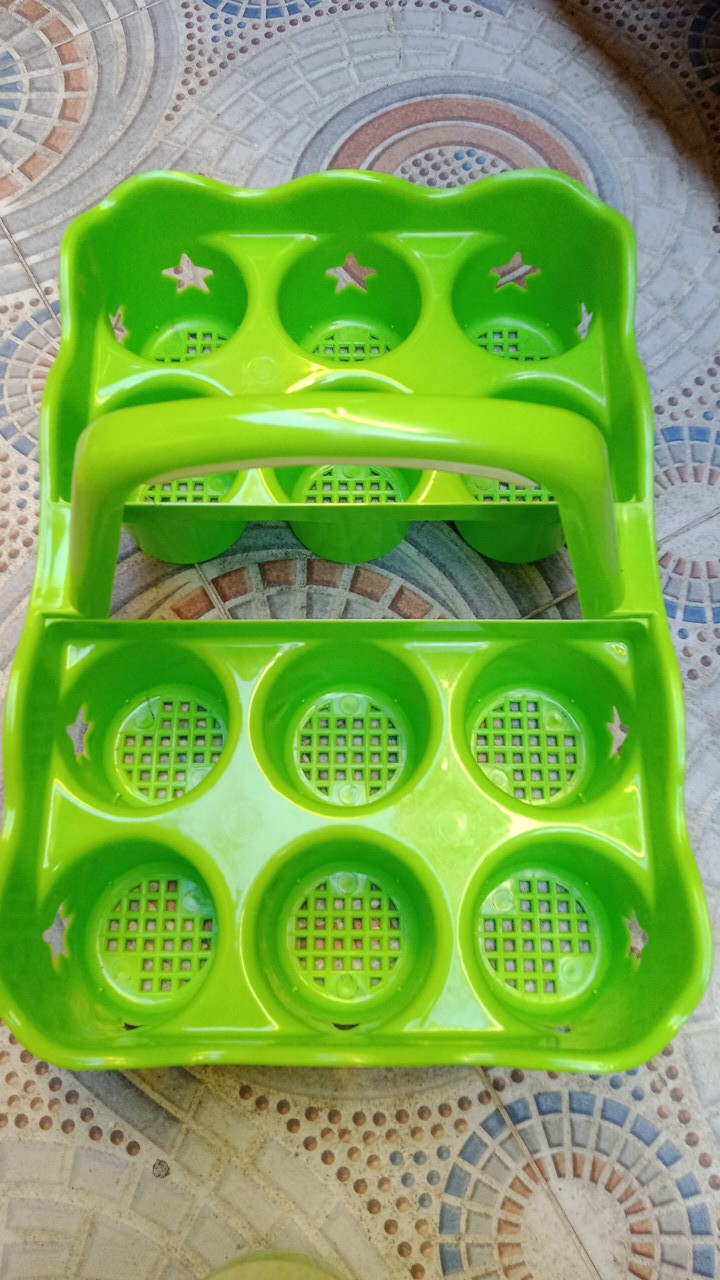 Keranjang Minuman Untuk Isi 12 Gelas Aqua Green - Keranjang Tenteng Aqua Isi 12 Genki Market