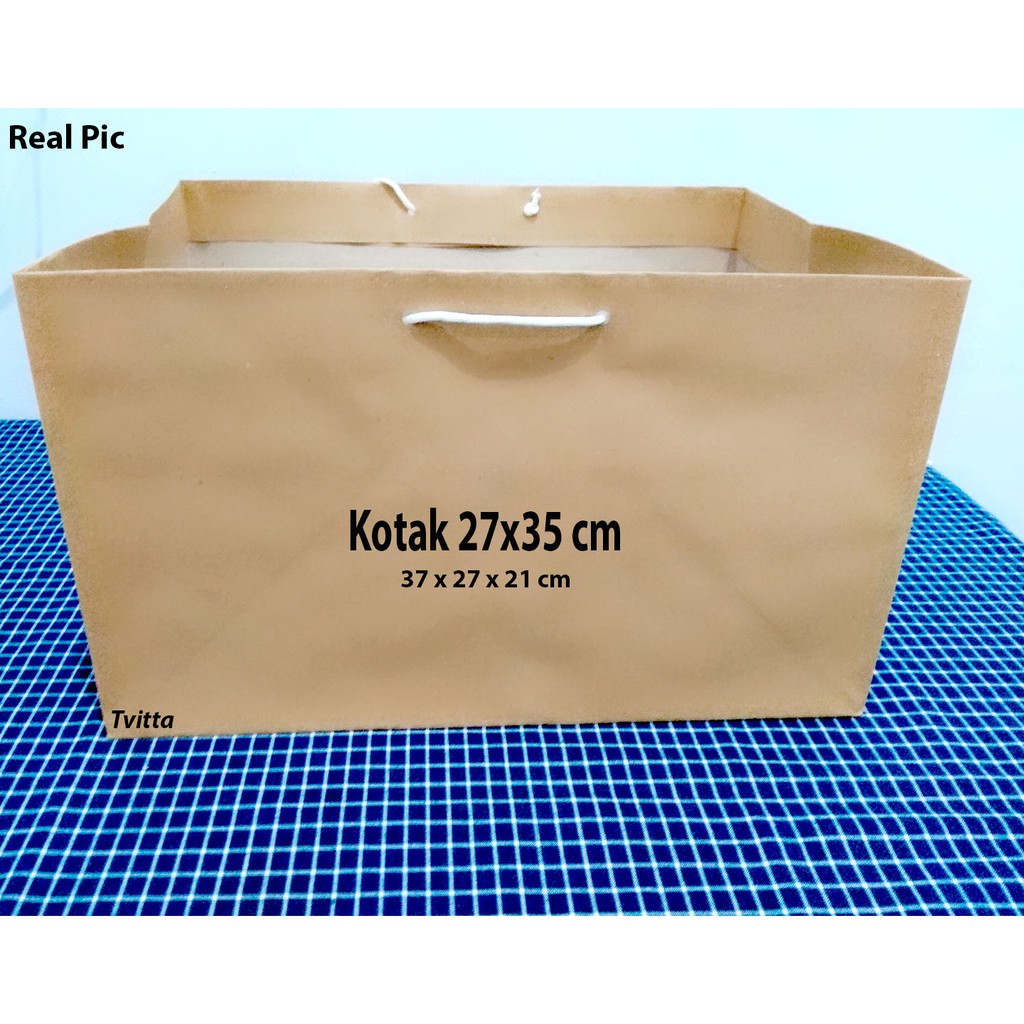 

PaperBag Polos Kraft | Paper bag Coklat Kotak 27x35 cm