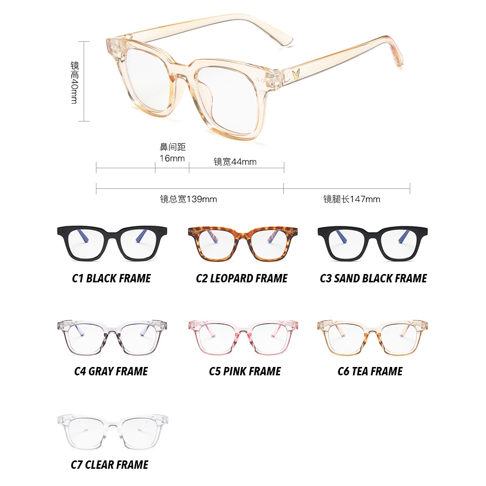 (YUZHU) Bayar di Tempat Fashion Colorful Clip On Lens Korean Design Style Anti Blue Kacamata