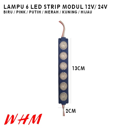 LAMPU LED MODUL 1PCS  6 MATA BESAR DC 12V / 24V VARIASI LAMPU MOBIL MOTOR MODULE