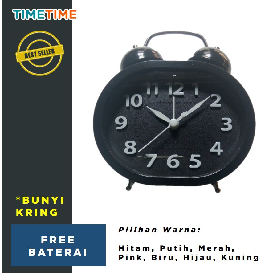 Jam Weker Kring Besi Bentuk Oval Jam Beker Minimalis Free Baterai