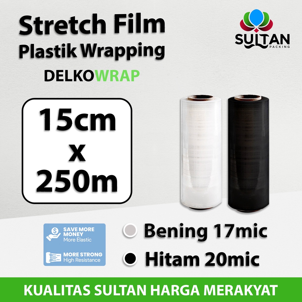 

Plastik Wrapping Stretch Film 15cm x 250m DELKOWRAP TERMURAH SATUAN
