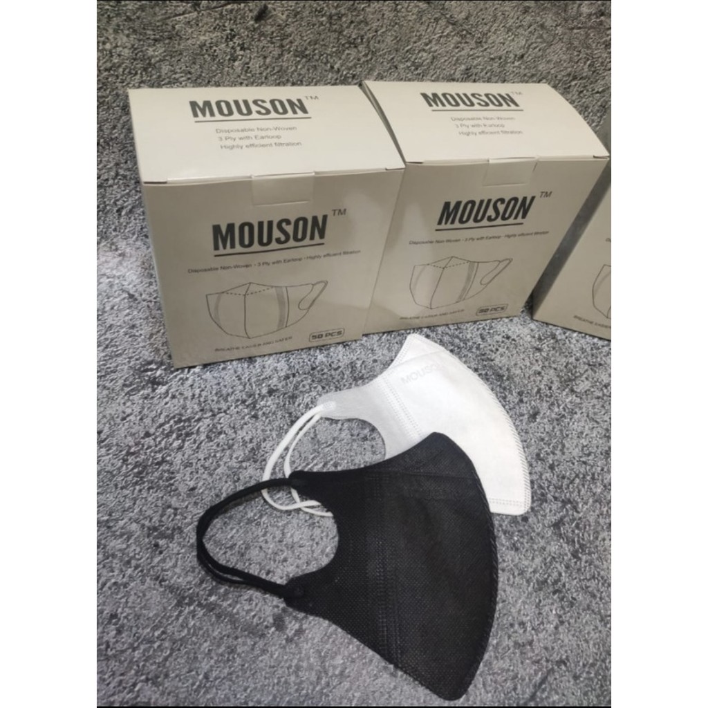 MASKER DUCKBILL 3PLY EARLOOP EMBOSS MOUSON ISI 50PC / DUCKBILL MOUSON BOX / MASKER DUCKBILL LEMBUT