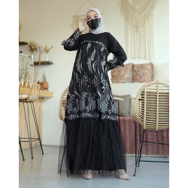 Produk original//gamis muslim wanita//gamis tulle premium//gamis lebaran