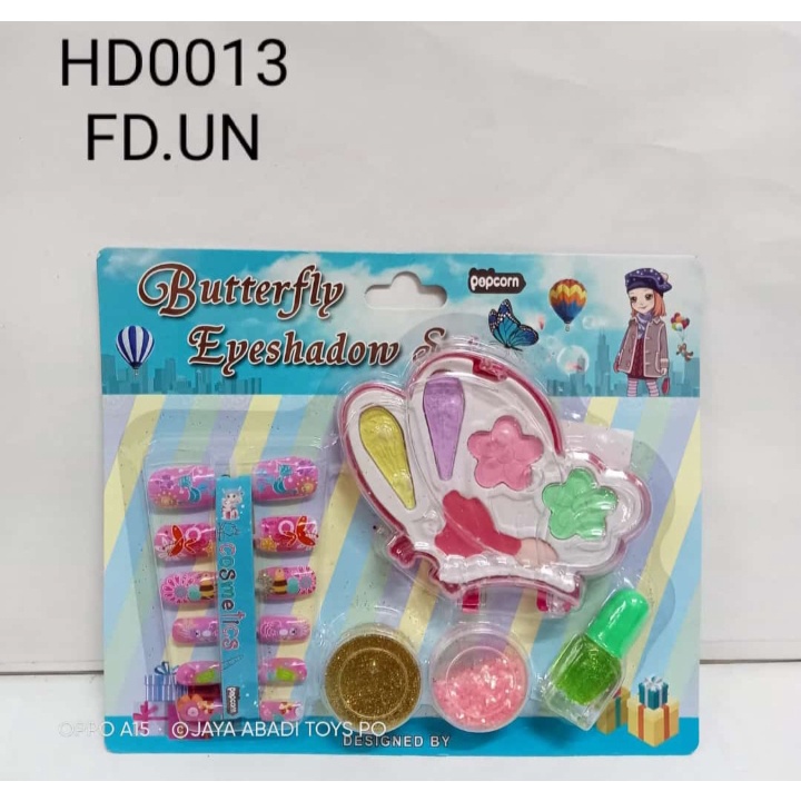 HD 0013 - Mainan Makeup Anak Aman bisa Dipakai dibilas air Glitter dan Kuku palsu Kutek HD0013