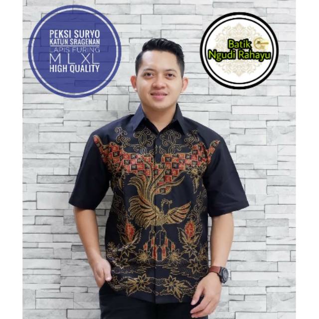 Hem Batik Pria/Batik Lengan Pendek PEKSI SURYO Lapis Furing