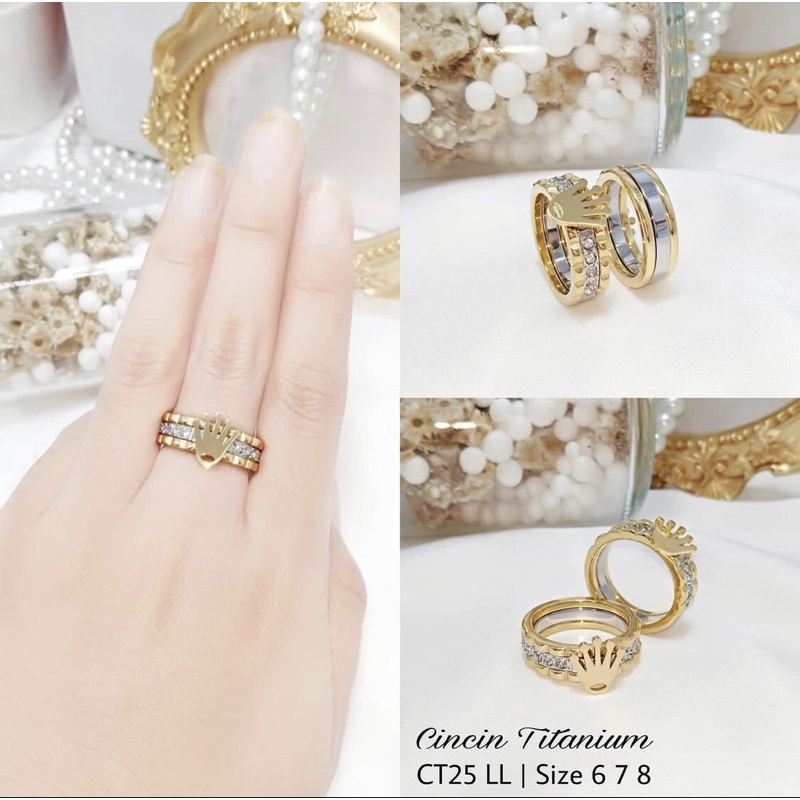 Cincin Titanium Anti Karat Lapis Emas 18k Roxe
